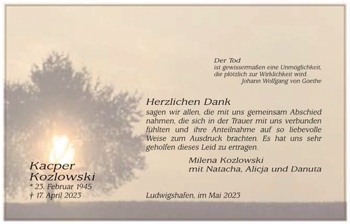 SL 1204 Baum in der Sonne, Trauer-Dankeskarte mit farbigem Motiv einer untergehenden Sonne hinter einem Baum