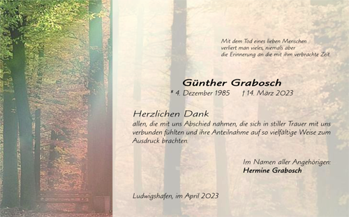 EMXK 8004 Wald, Trauer-Dankeskarte mit geteiltem, 4-farbigem Hintergrundmotiv, herbstlicher Wald