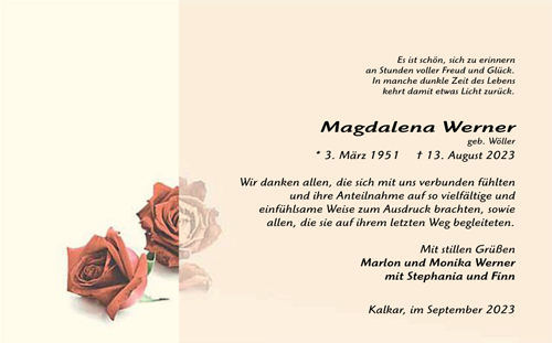 EMXK 9504 rote Rosen, Trauer-Dankeskarte mit dem Bild zweier roter Rosen und geteiltem, 4-farbigem Motiv